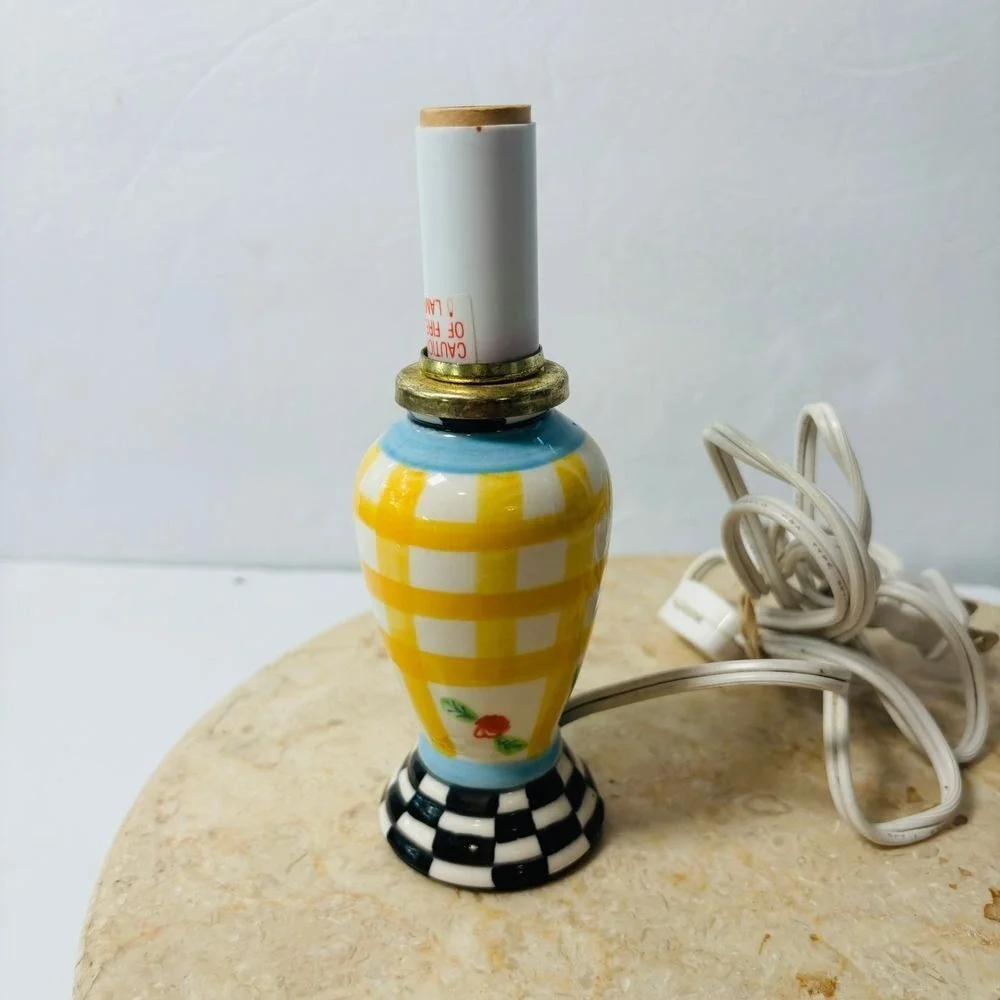Vintage Mackenzie-Childs Inspired Ceramic Bulbous Table Lamp Works No Shade EUC!